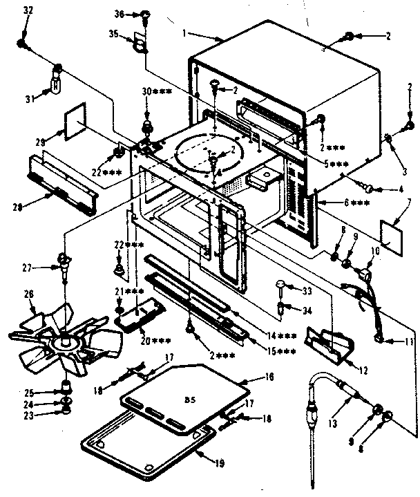 Cabinet Parts Diagram and Parts List for 5648778621  Kenmore Microwave
