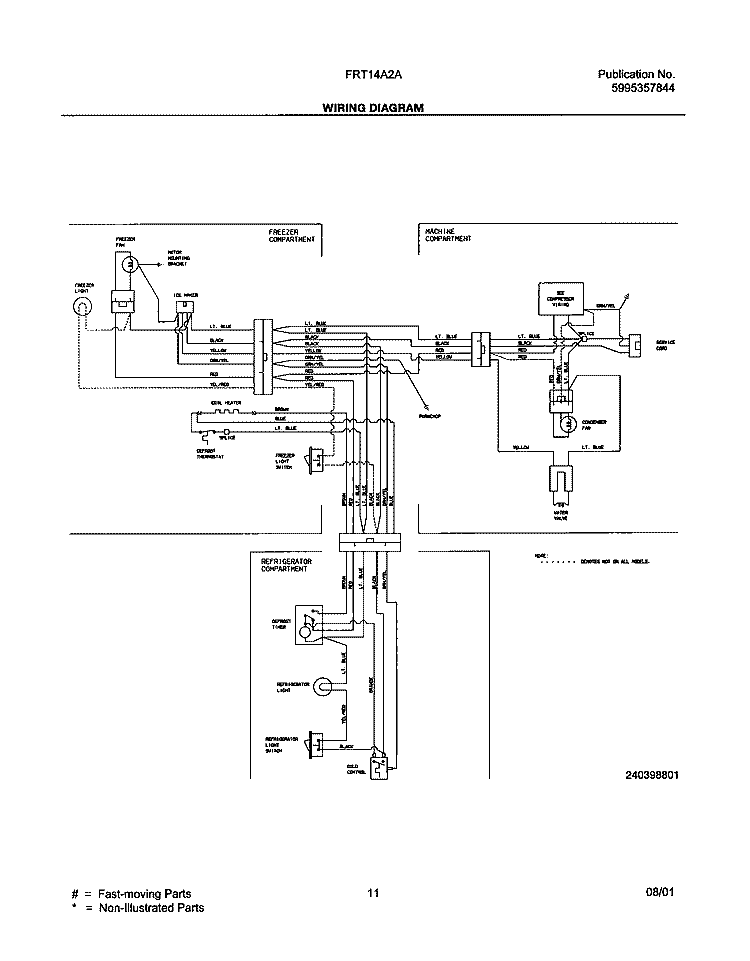 WIRING DIAGRAM Diagram and Parts List for FRT14A2AZ0  Frigidaire Refrigerator
