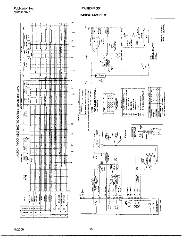 131982600 WIRING DIAGRAM Diagram and Parts List for FWSB34RGS1  Frigidaire Washer