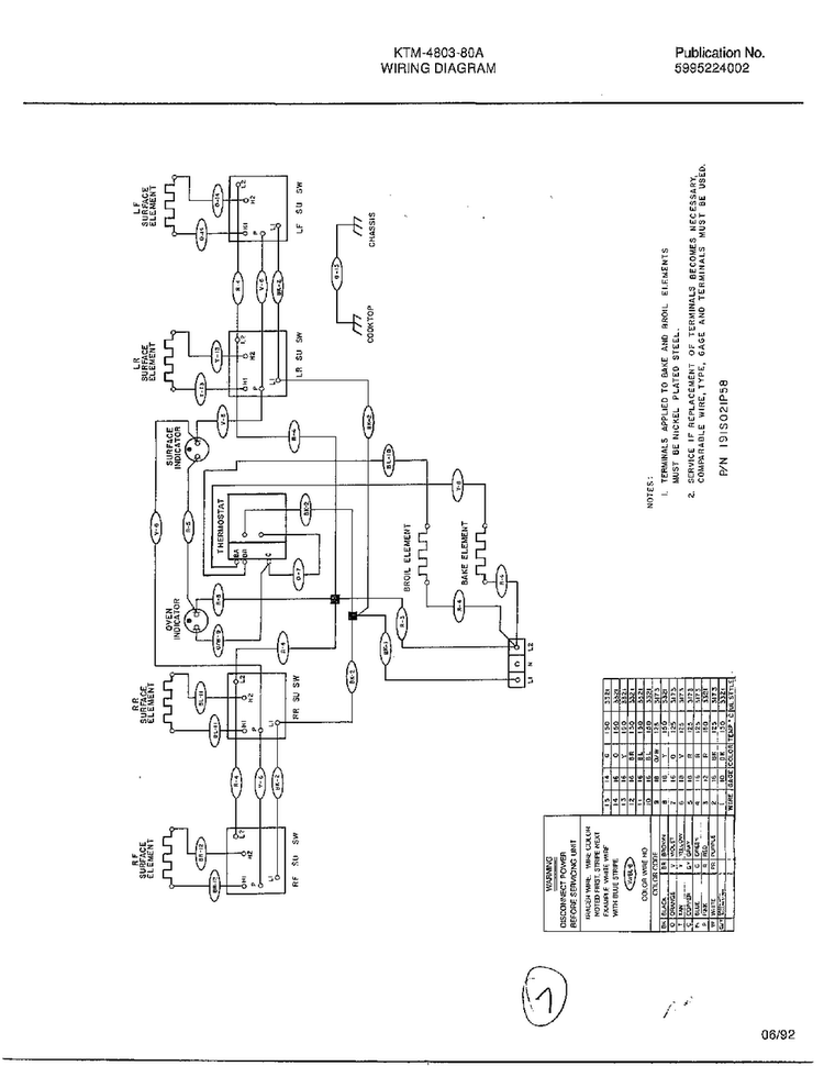 Wiring Diagram Diagram and Parts List for 4803A  Frigidaire Range