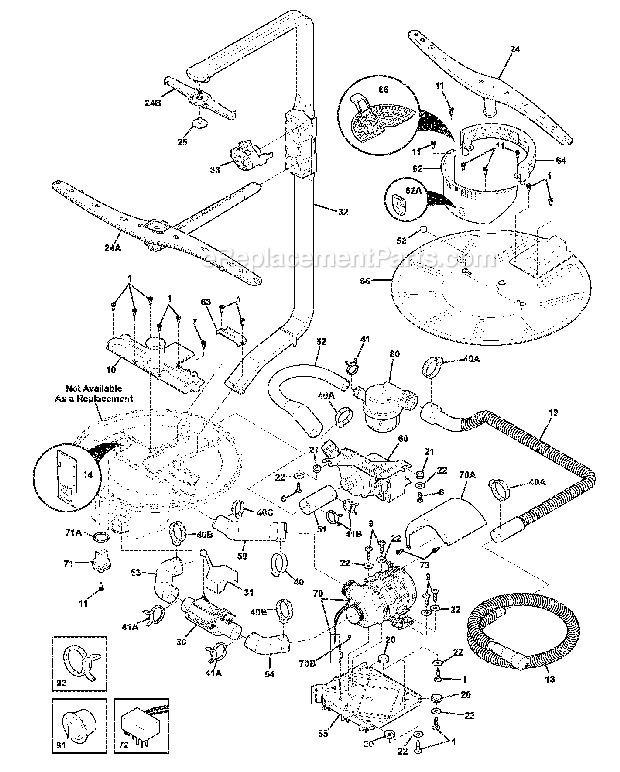 MOTOR & PUMP Diagram and Parts List for EIDW6105GS1  Electrolux Dishwasher