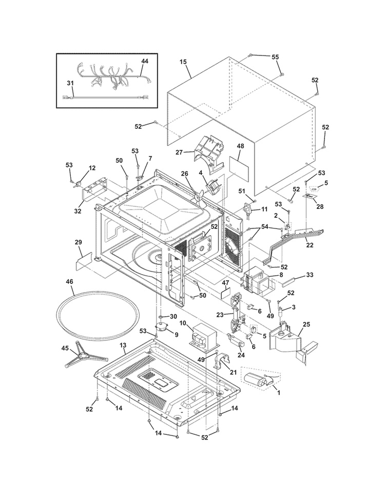Microwave Diagram and Parts List for FGMC2765KWB  Frigidaire Microwave Oven Combo