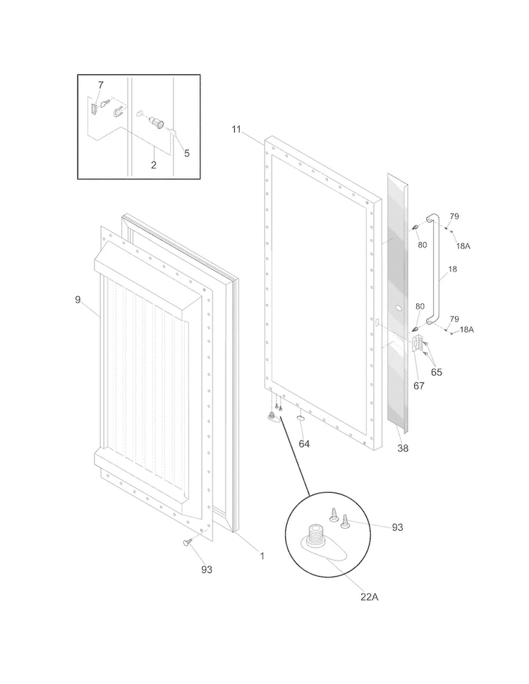 Door Diagram and Parts List for RR18F1  Gibson Freezer