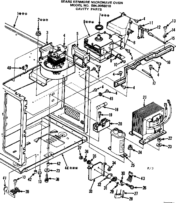 Cavity Parts Diagram and Parts List for 5649988010  Kenmore Microwave