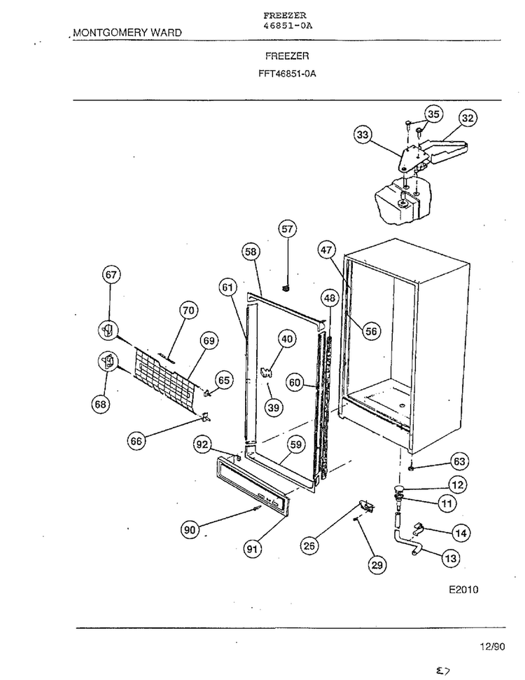 Freezer Page 3 Diagram and Parts List for 46851-0A  Frigidaire Freezer