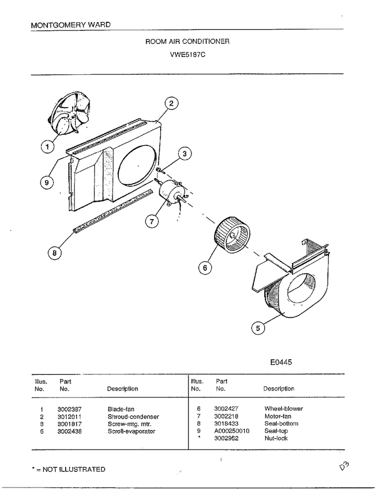 Room Air Conditioner Page 5 Diagram and Parts List for 5187C  Frigidaire Air Conditioner