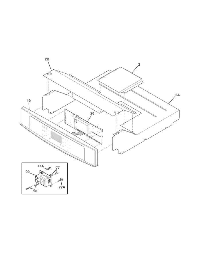 Control Panel Diagram and Parts List for EW27EW65GS8  Electrolux Wall Oven