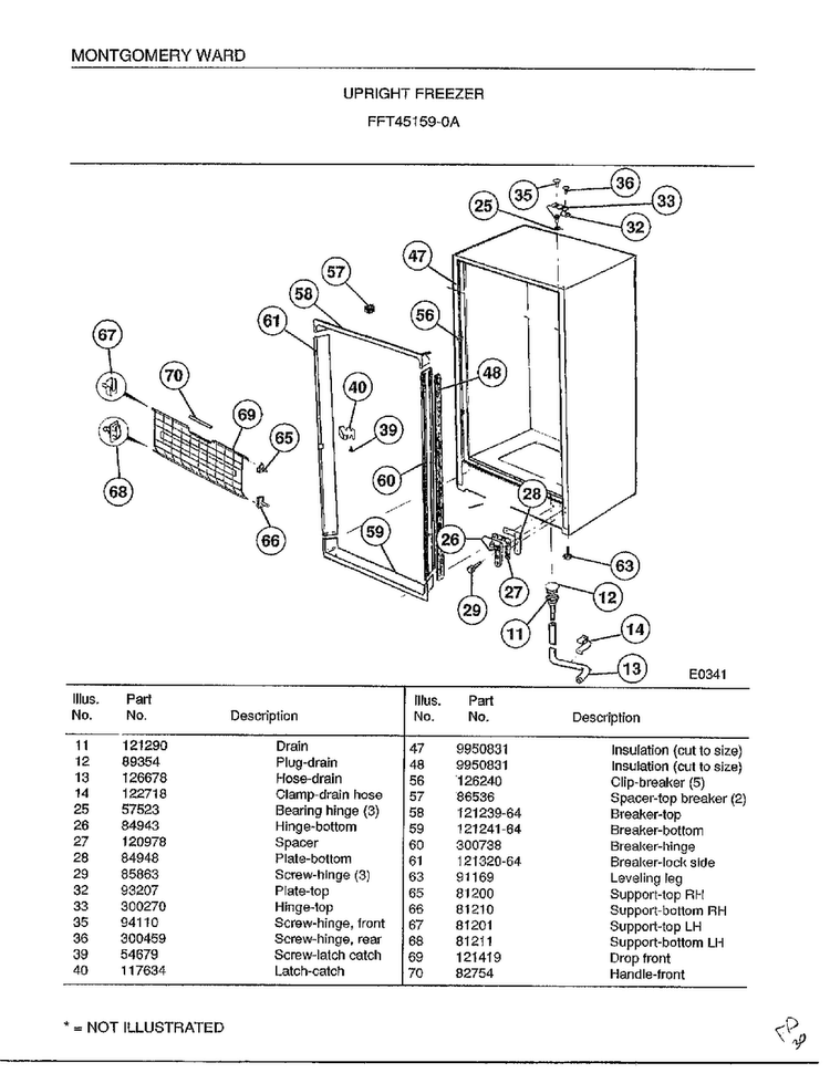 Upright Freezer Page 5 Diagram and Parts List for 45159A  Frigidaire Freezer