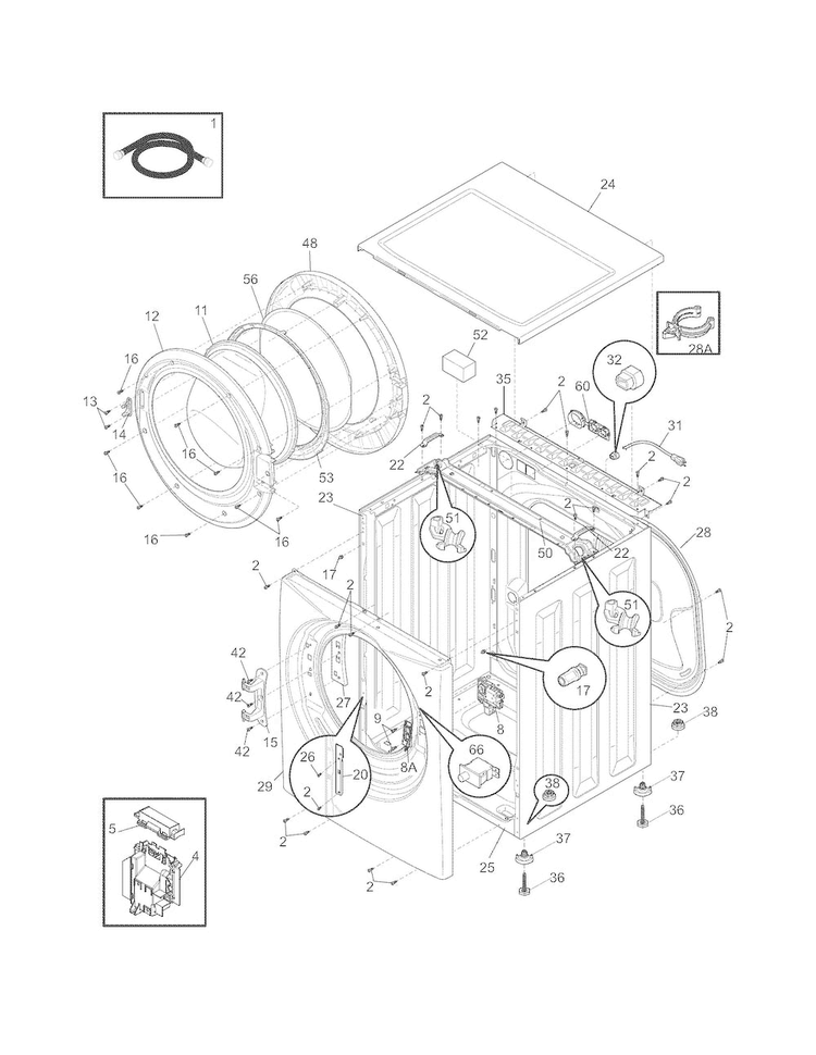 Cabinet/top Diagram and Parts List for FAFS4174NR0  Frigidaire Washer