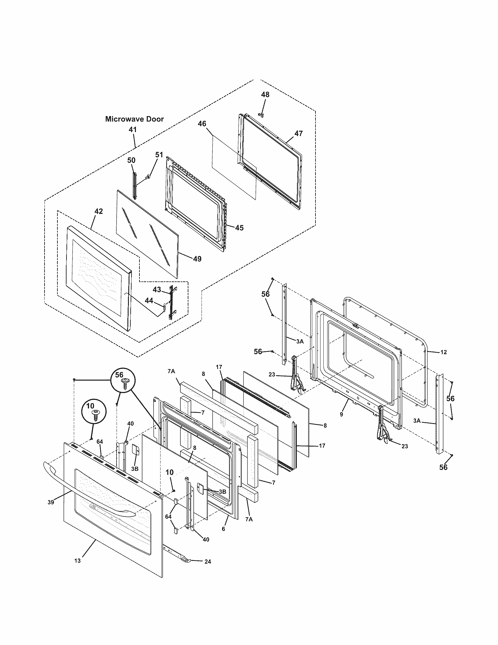 Doors Diagram and Parts List for 79047853405  Kenmore Microwave