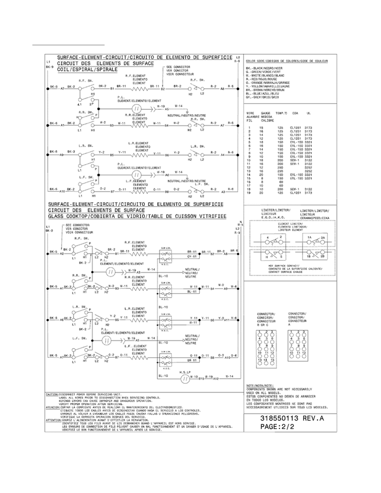 Wiring Diagram Diagram and Parts List for FFES3025LBF  Frigidaire Range