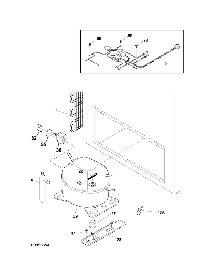 System Diagram and Parts List for FFFC22M6QWD  Frigidaire Freezer