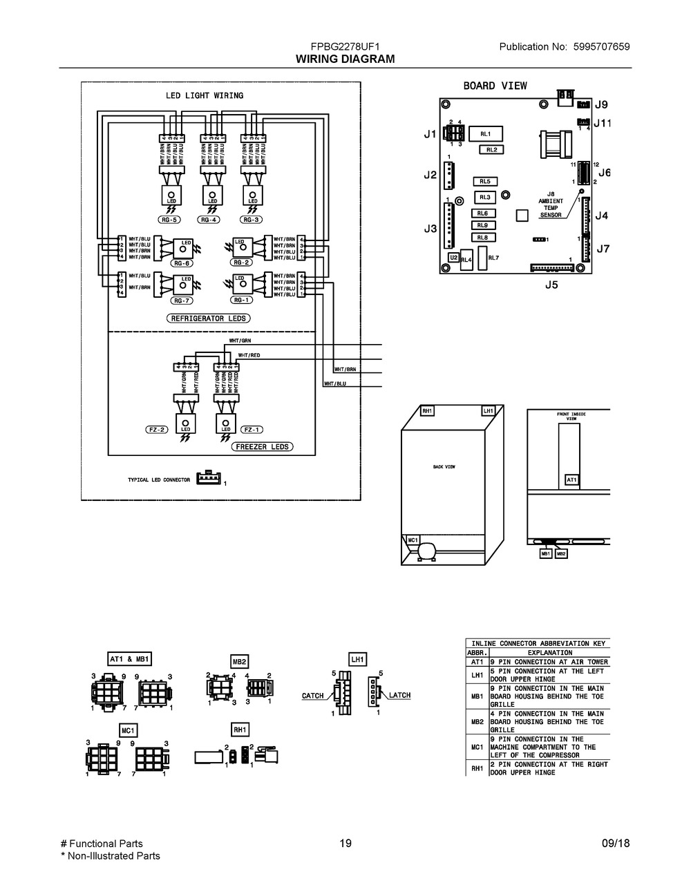 Wiring Diagram Diagram and Parts List for FPBG2278UF1  Frigidaire Refrigerator
