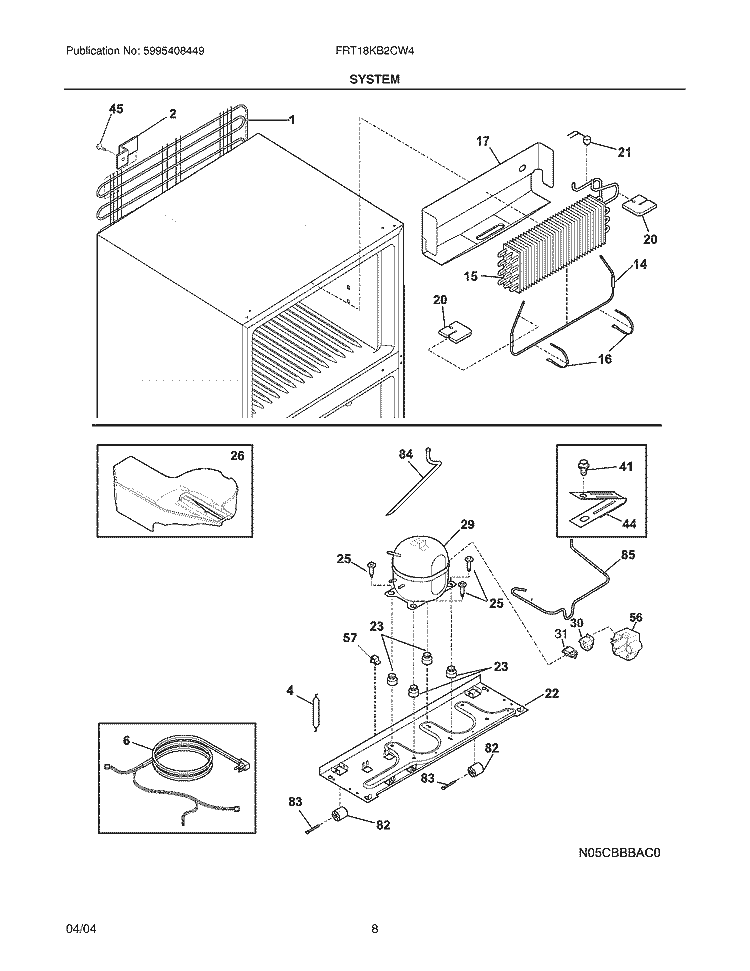 SYSTEM Diagram and Parts List for FRT18KB2CW4  Frigidaire Refrigerator