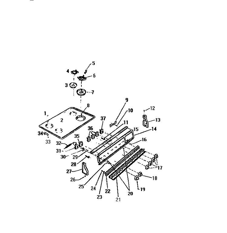 BACKGUARD Diagram and Parts List for KS220GDD1  Frigidaire Range