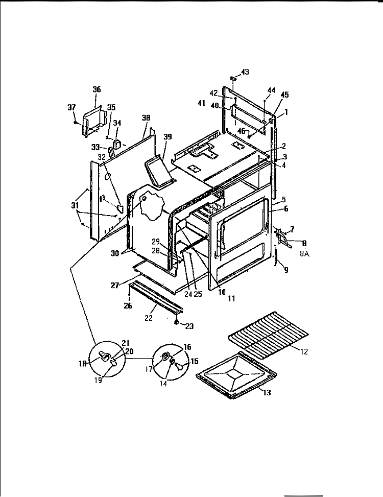 BODY Diagram and Parts List for GF830HXD1  Frigidaire Wall Oven