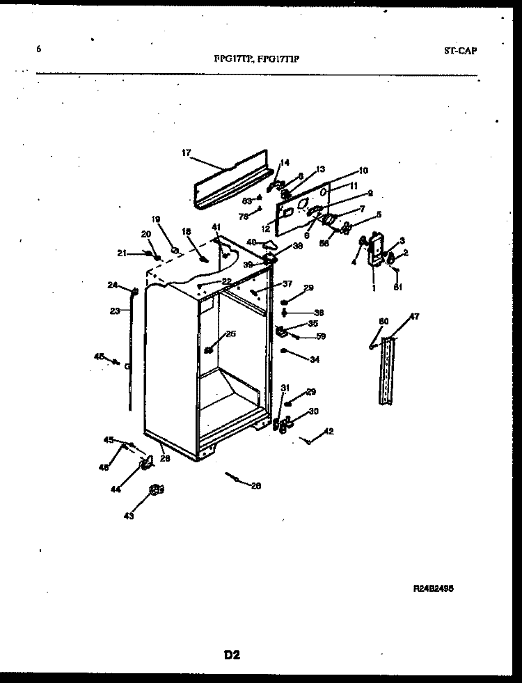 CABINET PARTS Diagram and Parts List for FPG17TIPW0  Frigidaire Refrigerator