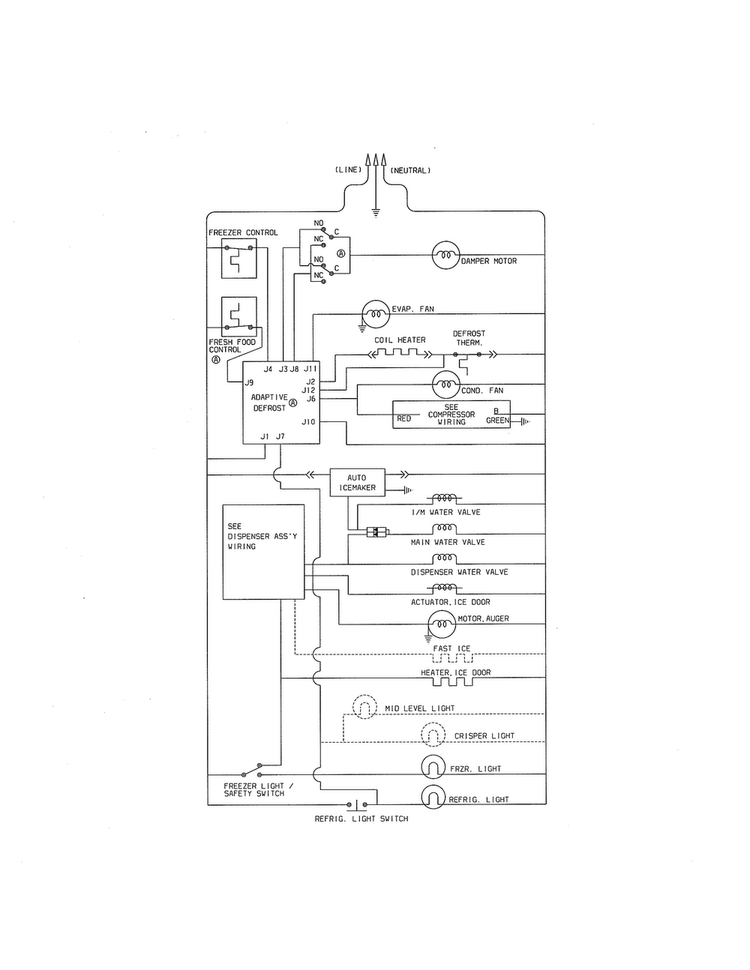 Wiring Schematic Diagram and Parts List for 25354663408  Kenmore Refrigerator