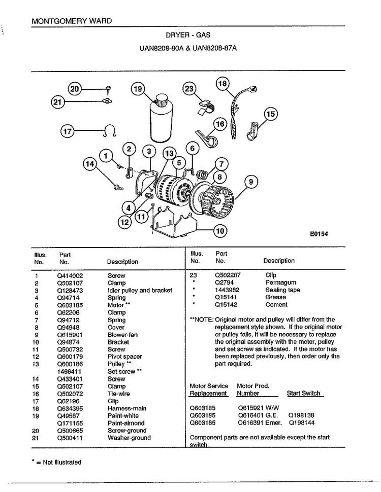 Dryer-gas Page 2 Diagram and Parts List for 8208A  Frigidaire Dryer