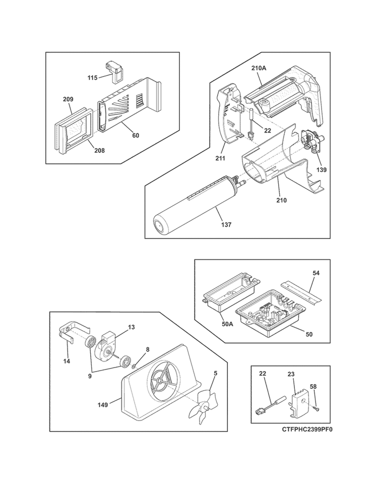 Controls Diagram and Parts List for FGHC2355PF8  Frigidaire Refrigerator