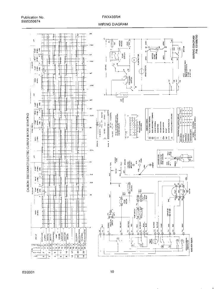 131986700 WIRING DIAGRAM Diagram and Parts List for FWX435RHS1  Frigidaire Washer