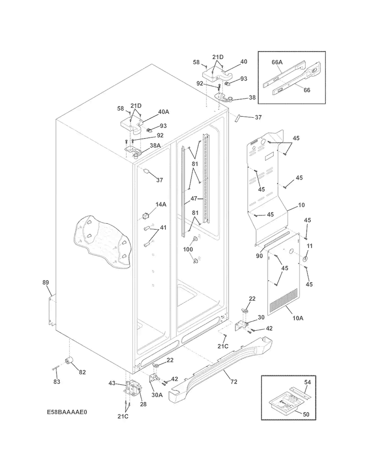 Cabinet Diagram and Parts List for FFSC2323LE9  Frigidaire Refrigerator