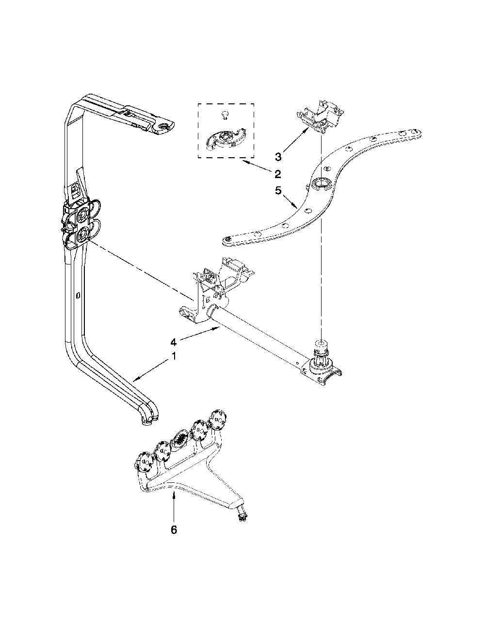 Upper Wash And Rinse Diagram and Parts List for 66513963K017  Kenmore Dishwasher