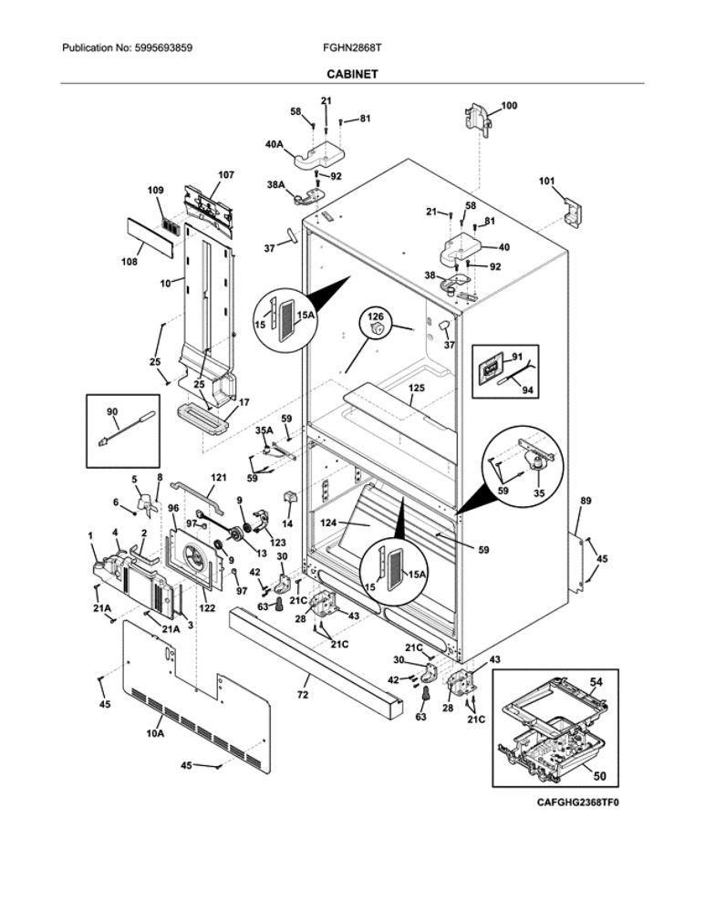 Cabinet Diagram and Parts List for FGHN2868TF1  Frigidaire Refrigerator