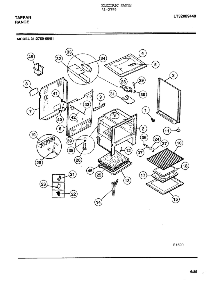 Electric Range Page 5 Diagram and Parts List for 31-2759  Tappan Range