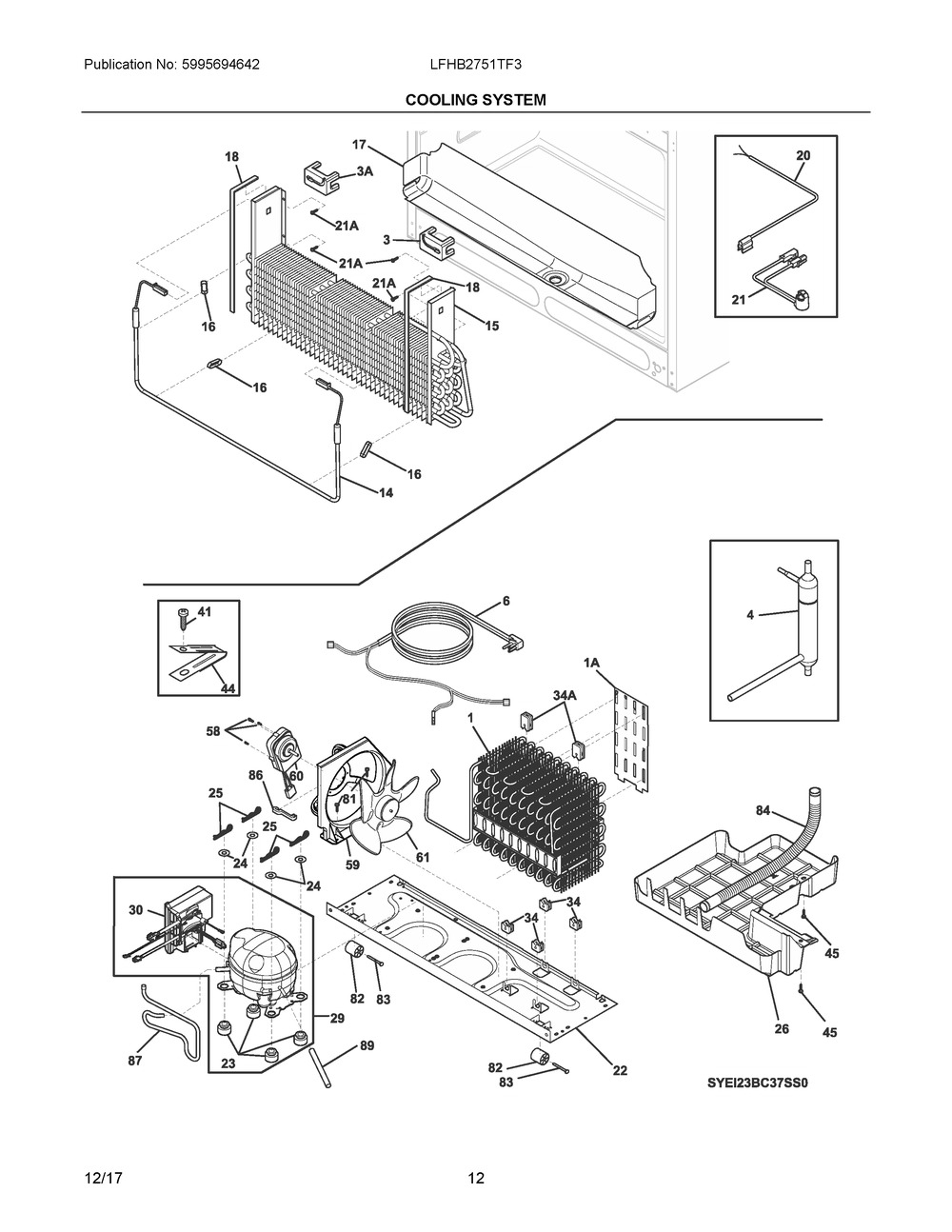 Cooling System Diagram and Parts List for LFHB2751TF3  Frigidaire Refrigerator