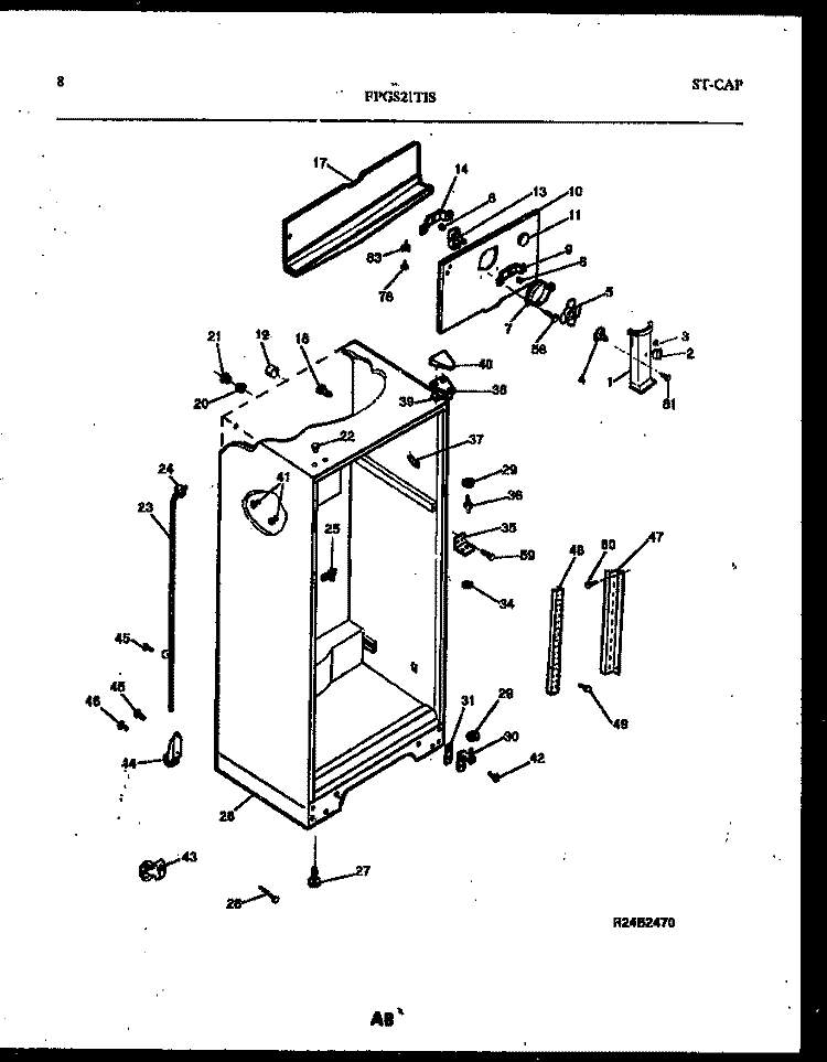 CABINET PARTS Diagram and Parts List for FPGS21TISW0  Frigidaire Refrigerator