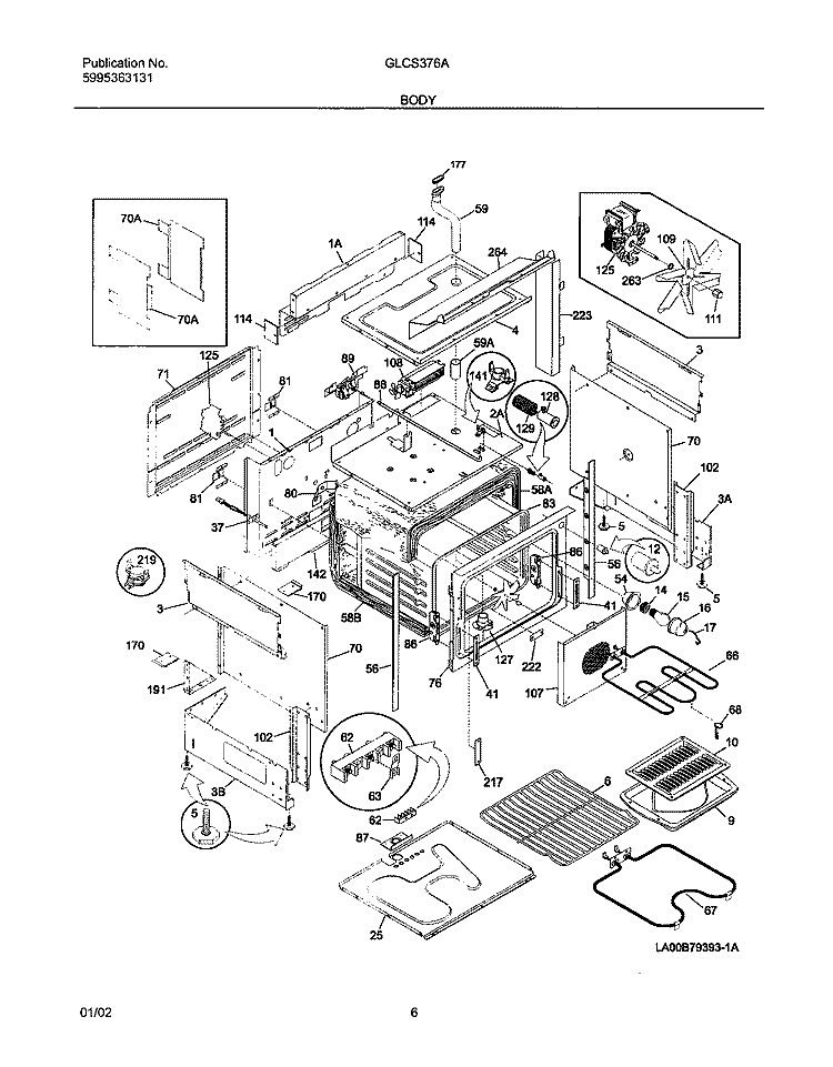 BODY Diagram and Parts List for GLCS376ASB  Frigidaire Range