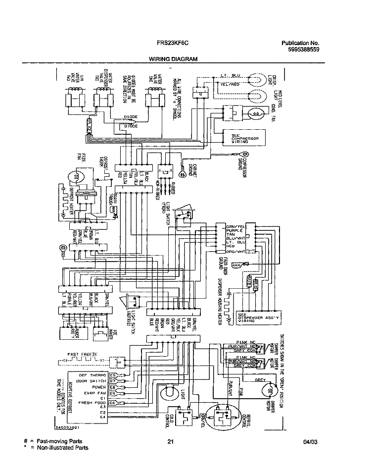 WIRING DIAGRAM Diagram and Parts List for FRS23KF6CB0  Frigidaire Refrigerator