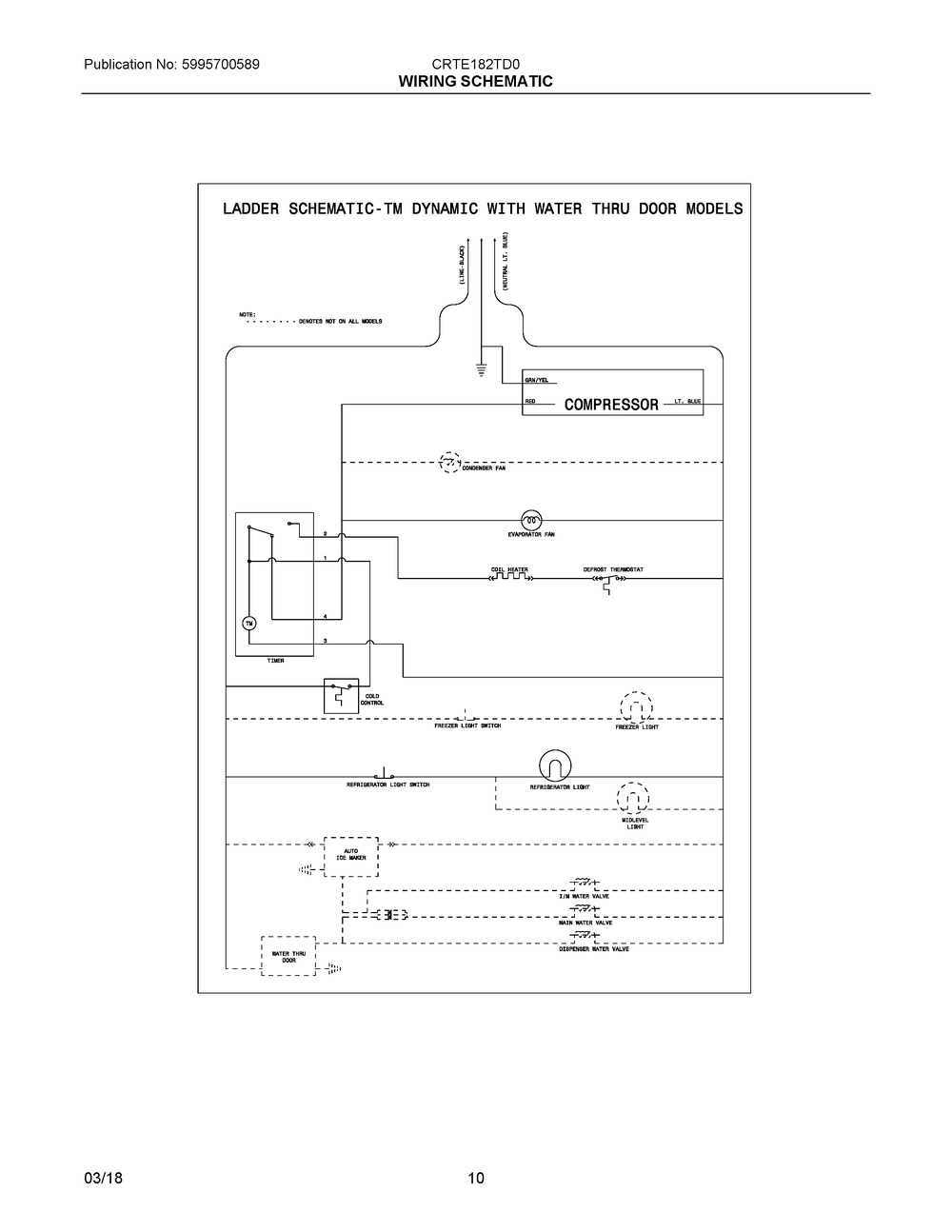 Wiring Schematic Diagram and Parts List for CRTE182TD0  Frigidaire Refrigerator