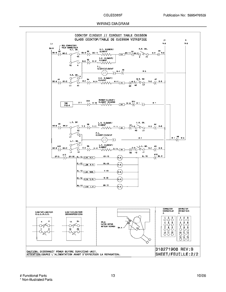 WIRING DIAGRAM Diagram and Parts List for CGLES385FS1  Frigidaire Range