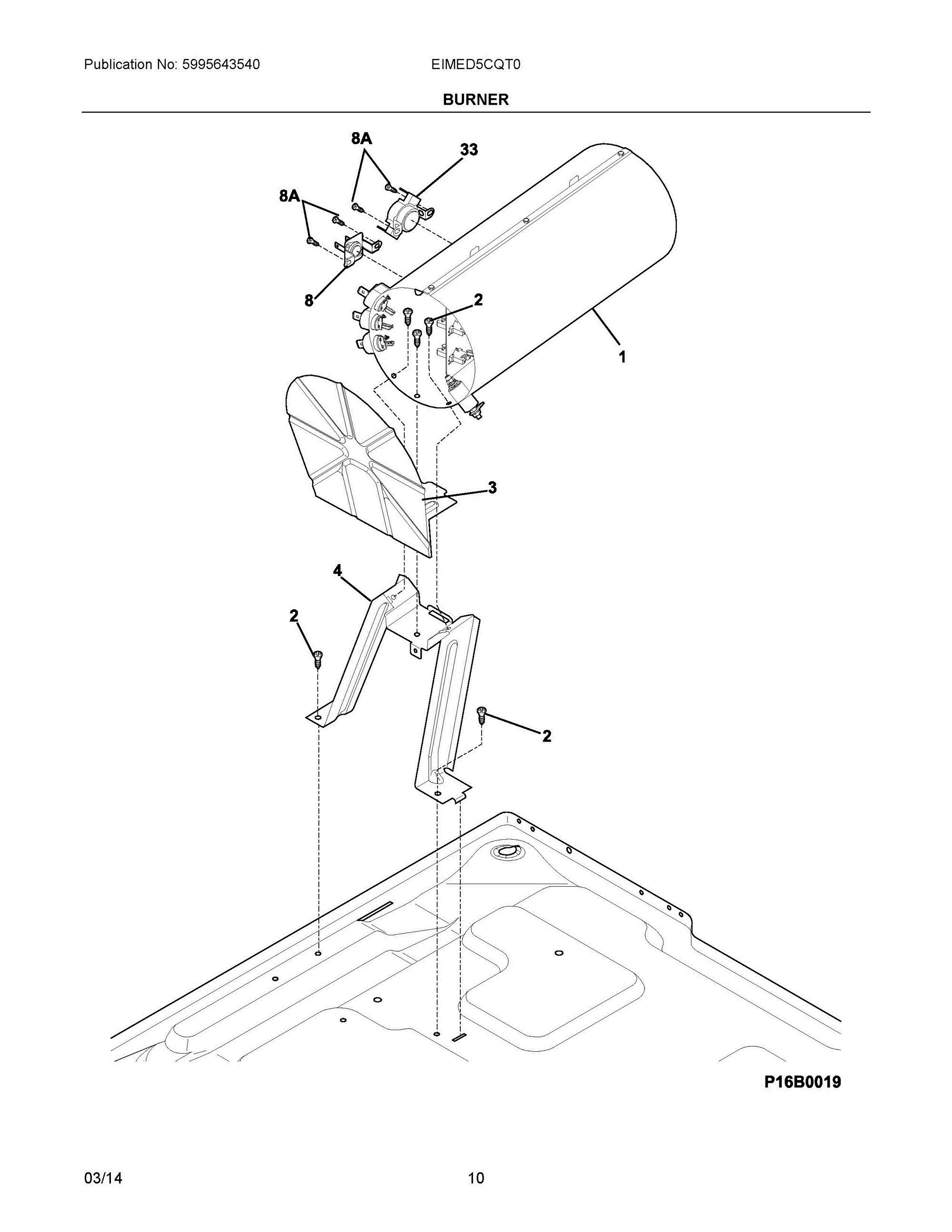 06 - BURNER Diagram and Parts List for EIMED5CQT0  Frigidaire Dryer