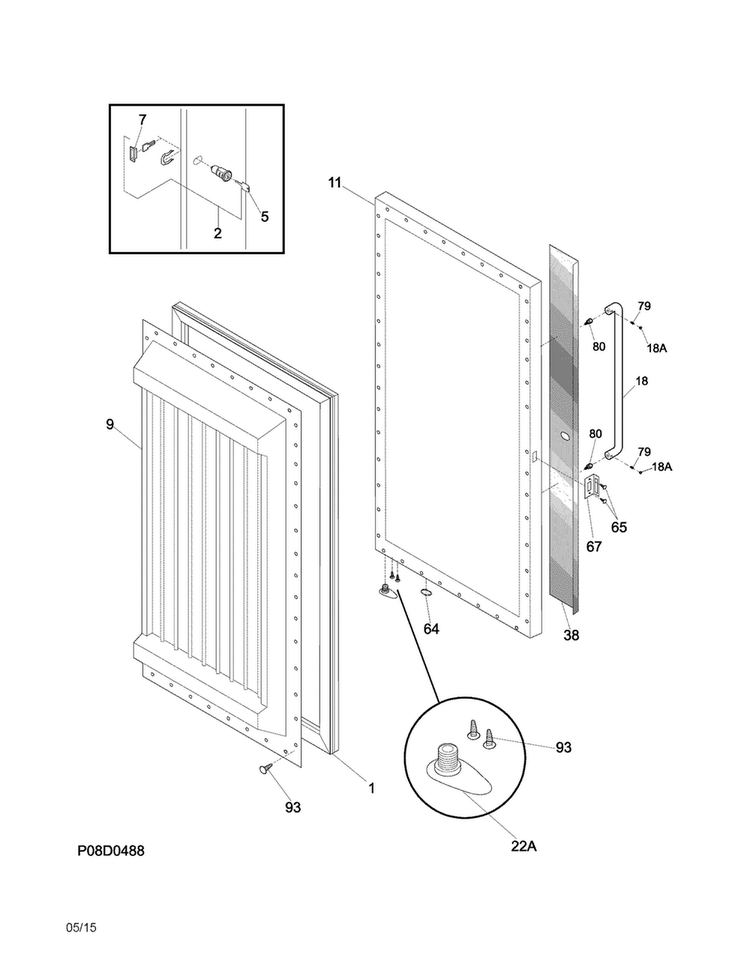 Door Diagram and Parts List for GCBM18FQWA  Gibson Freezer