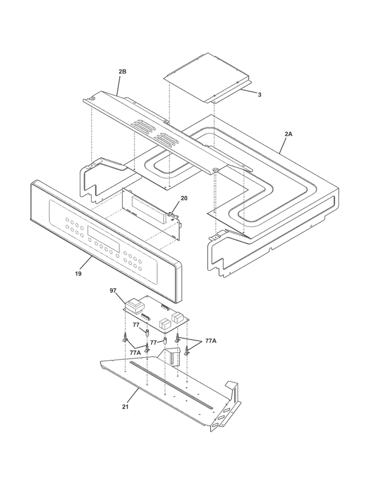 Control Panel Diagram and Parts List for FFET2725PSC  Frigidaire Wall Oven