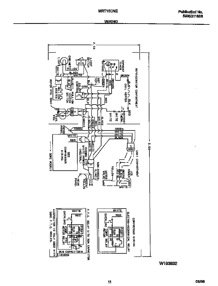 WIRING DIAGRAM Diagram and Parts List for MRT15CNEZA  Frigidaire Refrigerator