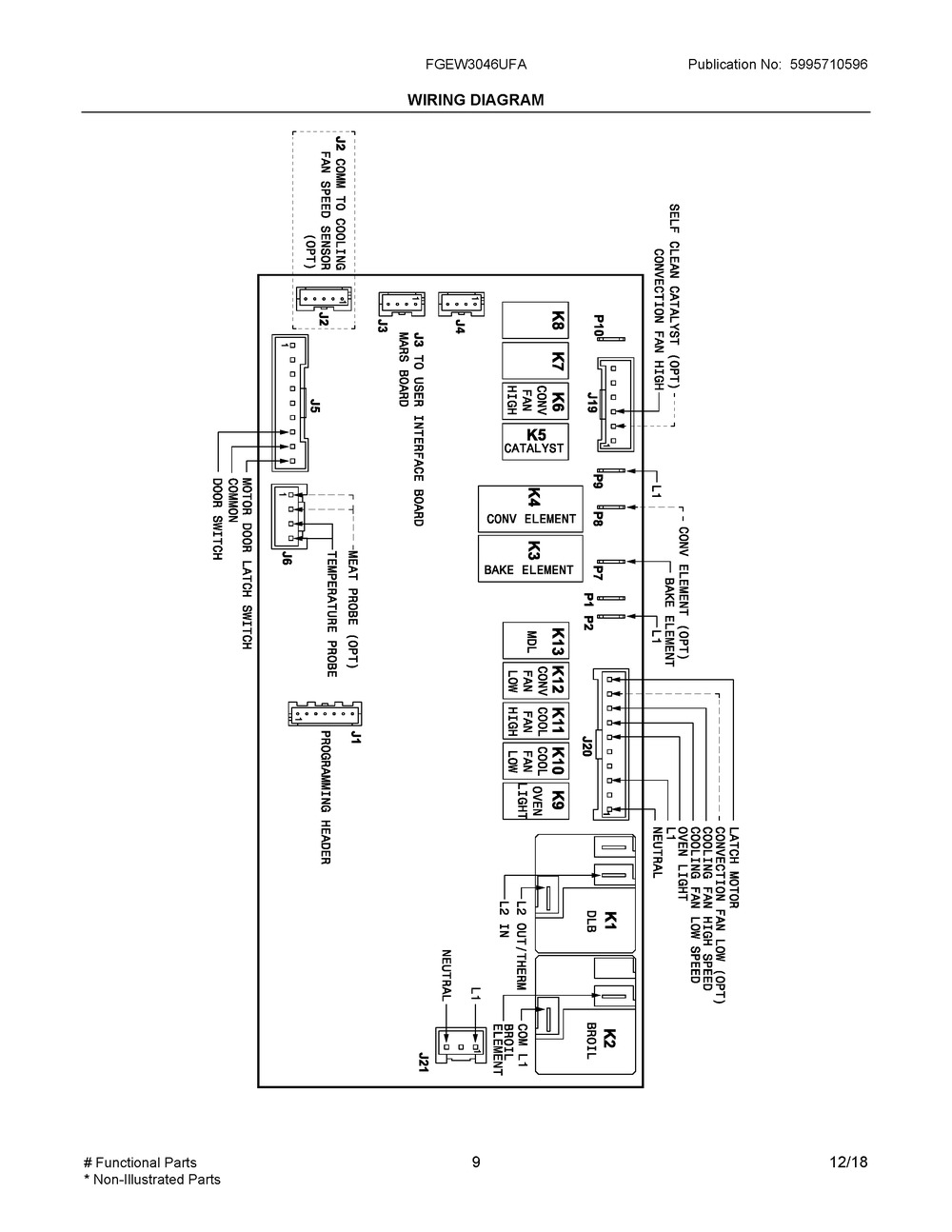 Wiring Diagram Diagram and Parts List for FGEW3046UFA  Frigidaire Wall Oven