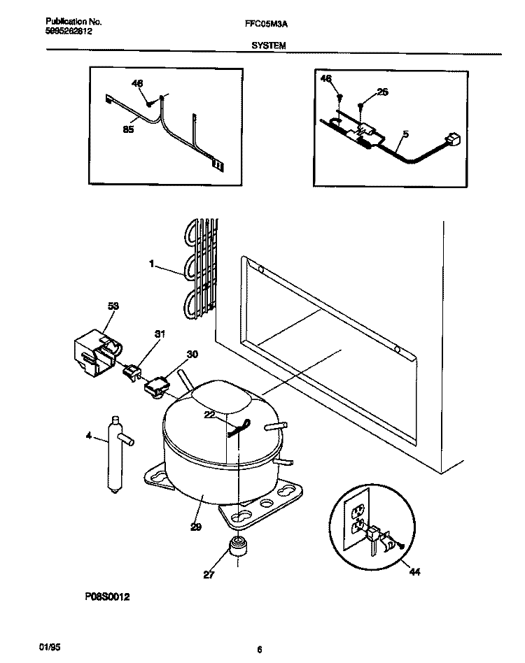 SYSTEM Diagram and Parts List for FFC05M3AW2  Frigidaire Freezer