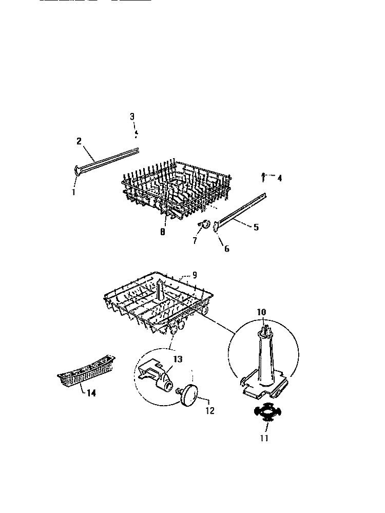 RACKS & WASH TOWER Diagram and Parts List for DWU4005W2  Kelvinator Dishwasher