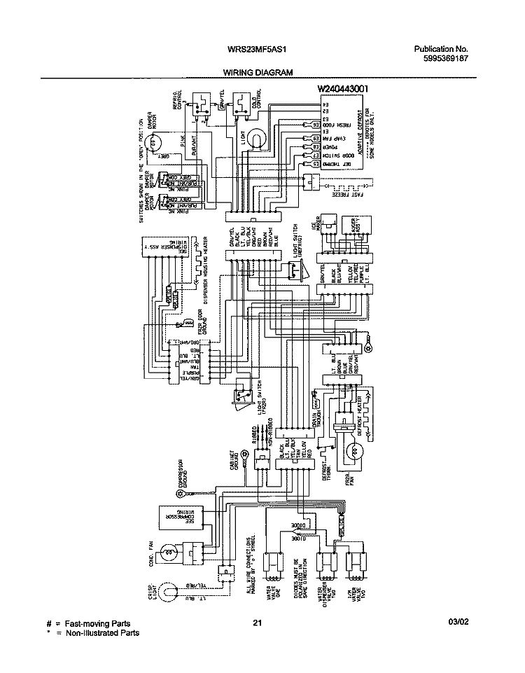 WIRING DIAGRAM Diagram and Parts List for WRS23MF5AS1  Westinghouse Refrigerator