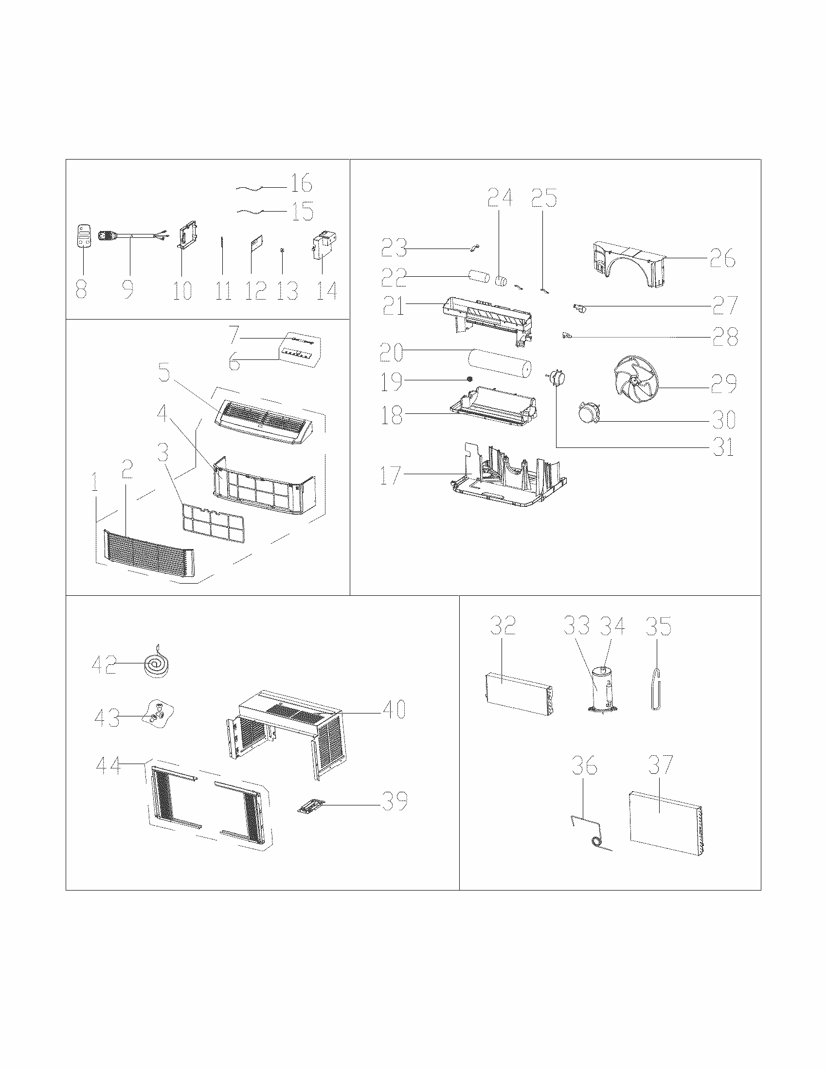 Recommended Spare Parts Diagram and Parts List for 25376062411  Kenmore Air Conditioner