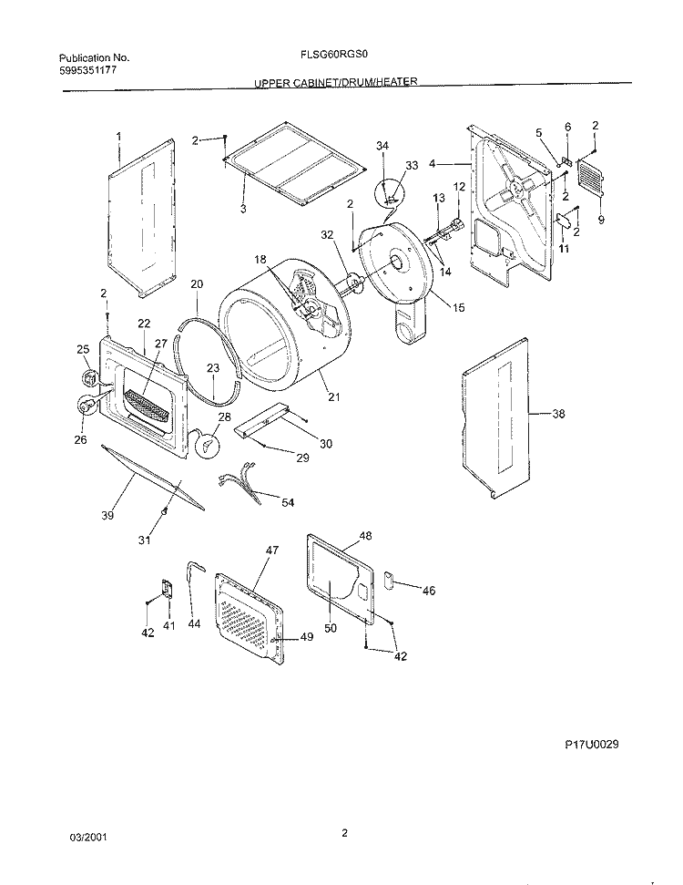 DRY CAB, DRM, HTR Diagram and Parts List for FLSG60RGS0  Frigidaire Washer Dryer Combo