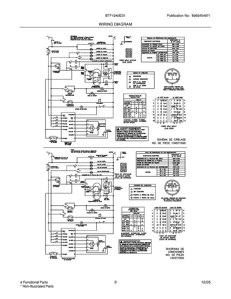WIRING DIAGRAM Diagram and Parts List for BTF1240ES1  Crosley Washer