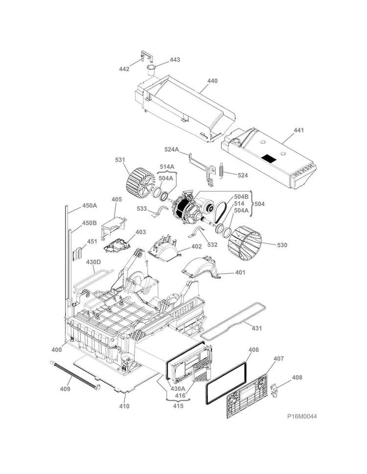 Motor Diagram and Parts List for EIED2CAQSW00  Electrolux Dryer