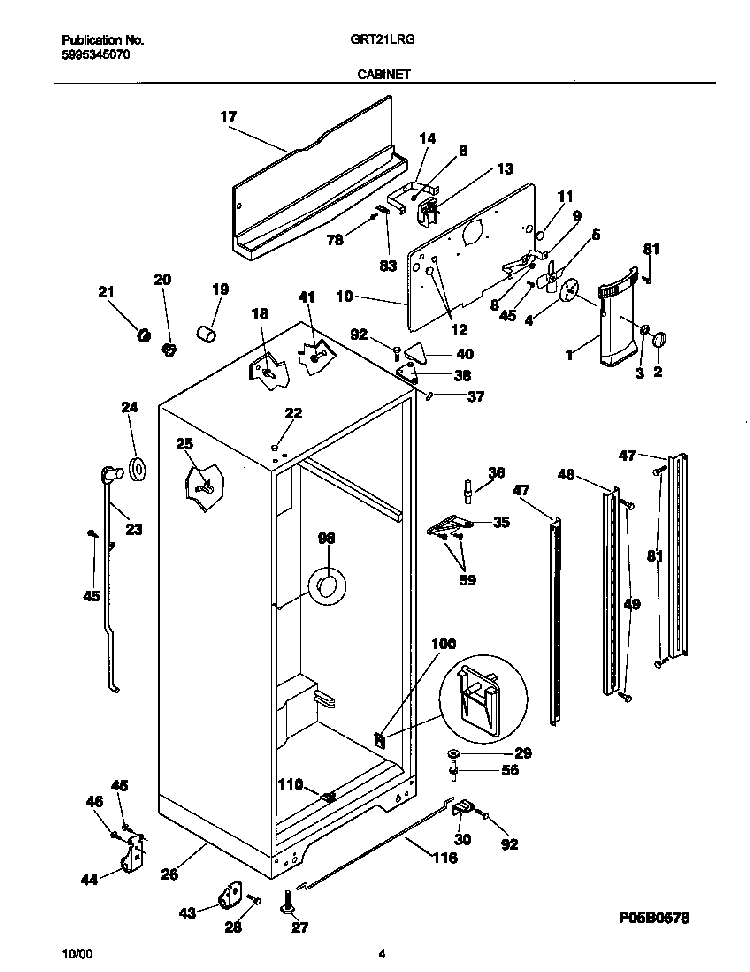 Cabinet Diagram and Parts List for GRT21LRGD2  Gibson Refrigerator