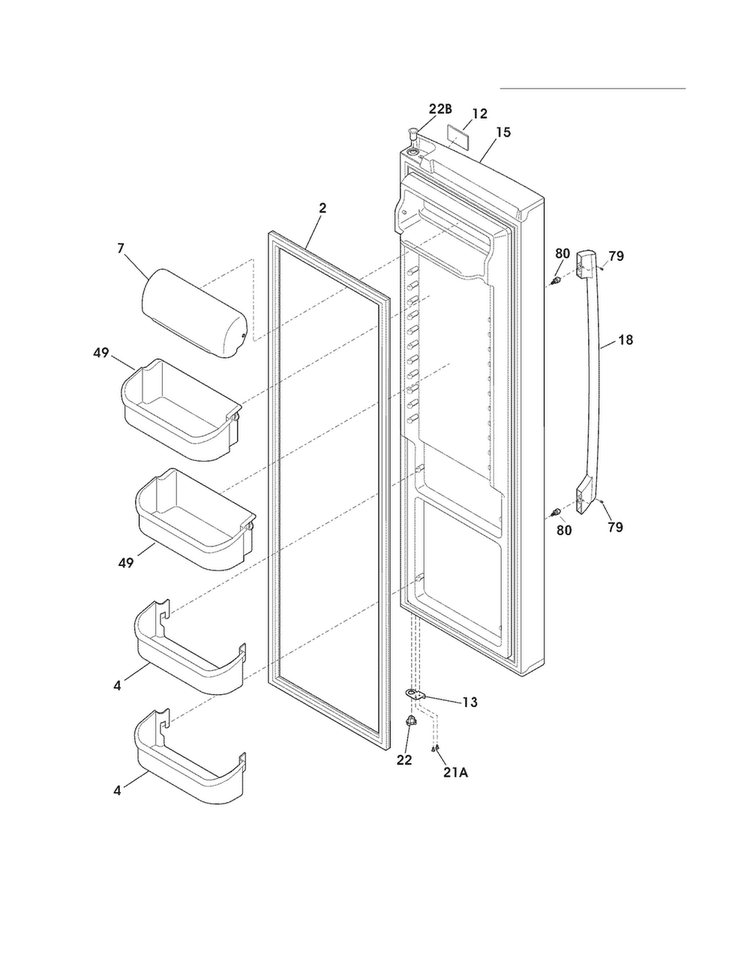 Refrigerator Door Diagram and Parts List for FPHS2386LF3  Frigidaire Refrigerator