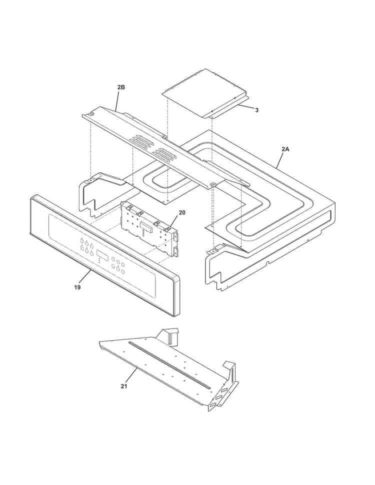 Control Panel Diagram and Parts List for FFEW2725PSA  Frigidaire Wall Oven